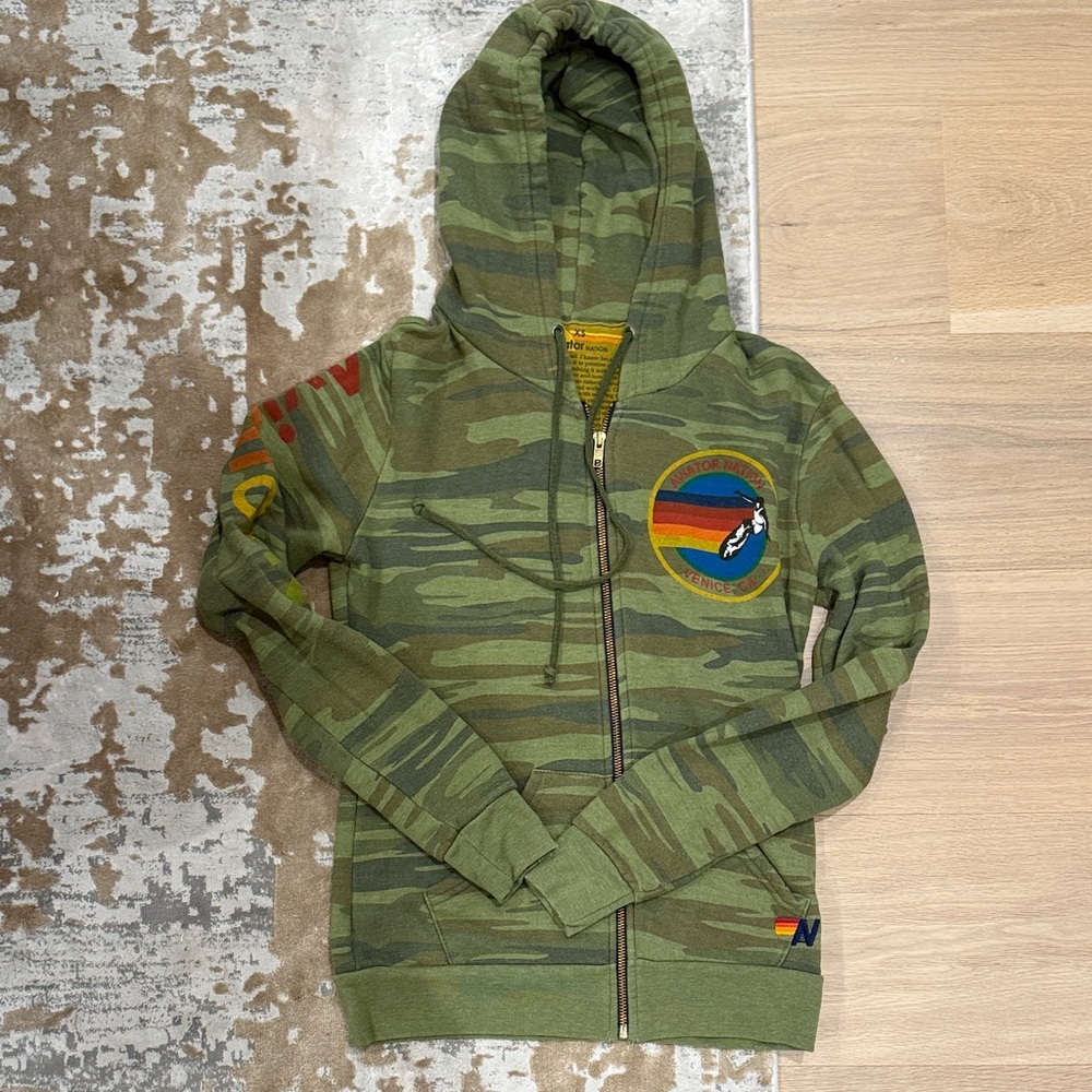Aviator Nation Green Camouflage Hoodie